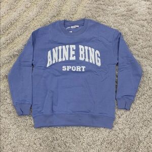 Anine Bing Sport Blue Sweater White Distressed Letter Embroidery Woman’s Small